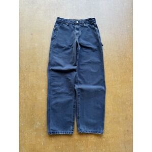 VTG Lee Riveted Navy Blue Faded Loose Workwear Jeans Skater Women 28Wx29L Y2K